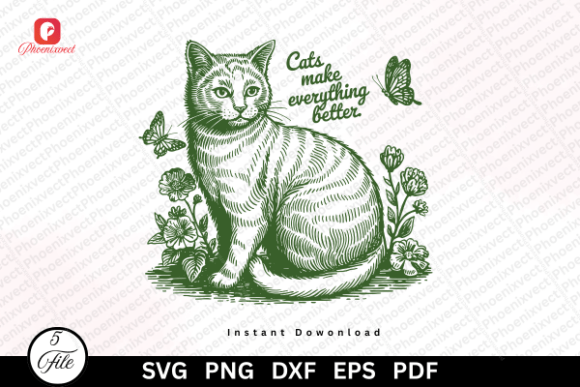 Floral Butterfly Cat Lover Mom SVG PNG Review